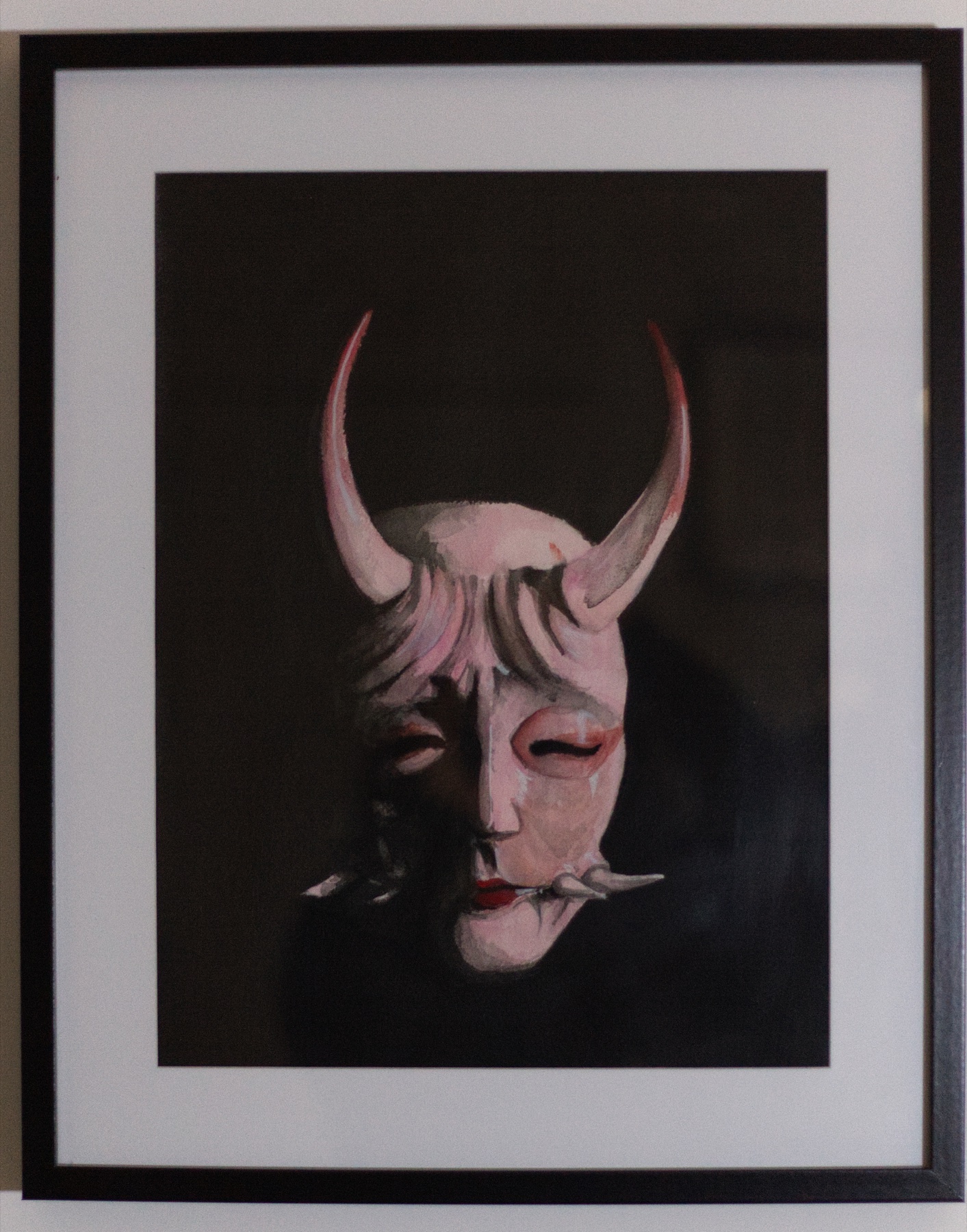 Rose Mask, a theatrical mask-like face emerging from a black background